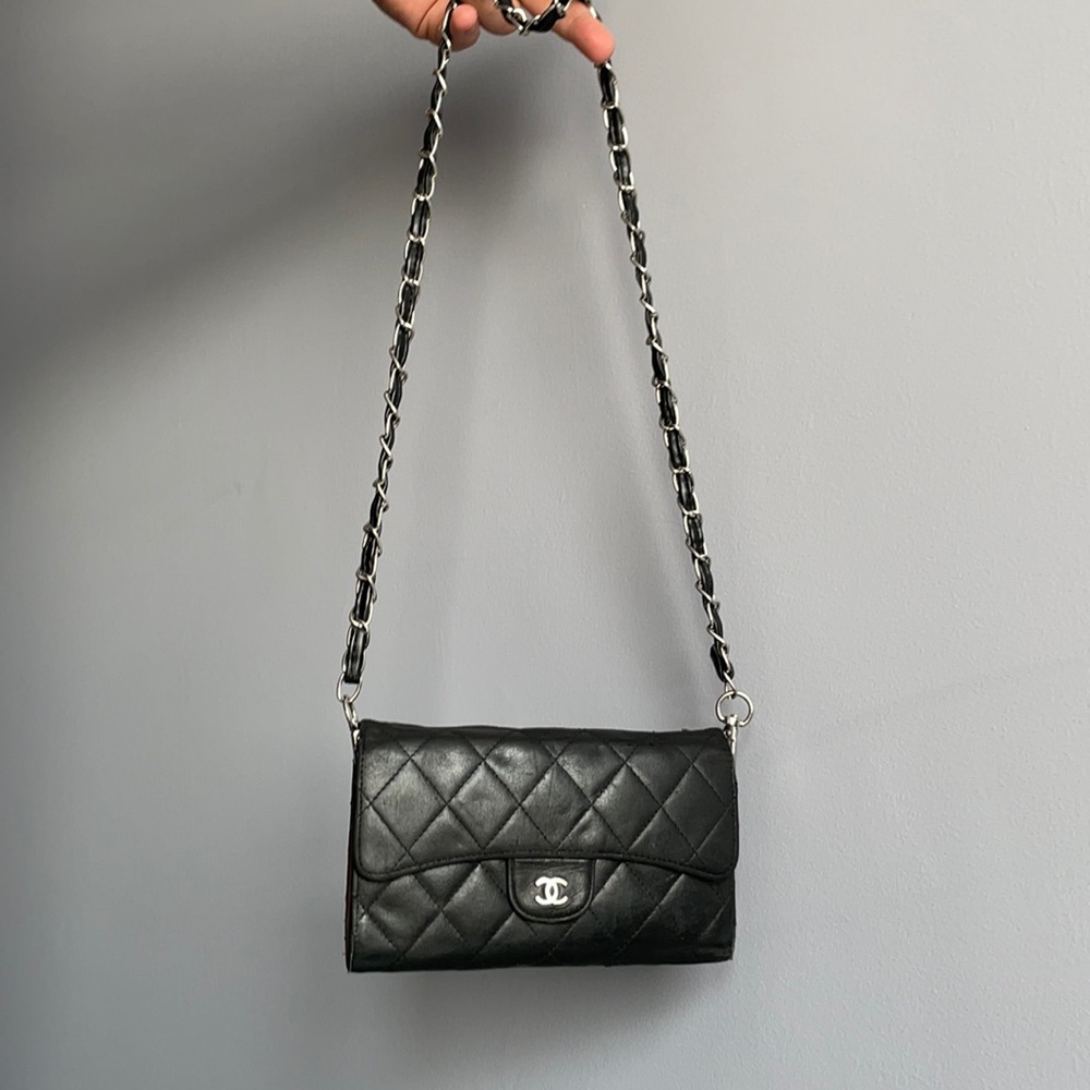 CHANEL Lambskin Quilted Large Flap Wallet.